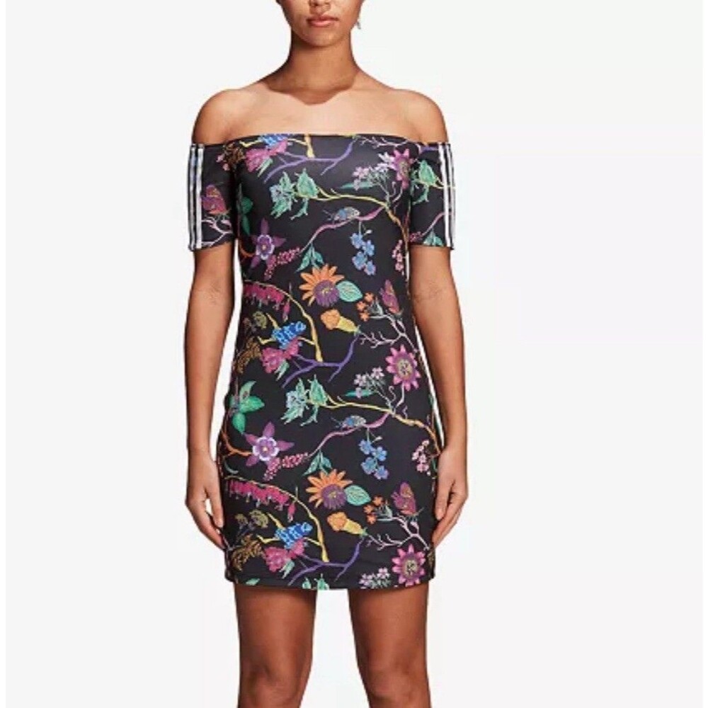 Adidas Originals The Poisonous Garden Reversible Off-the-Shoulder Dress Small